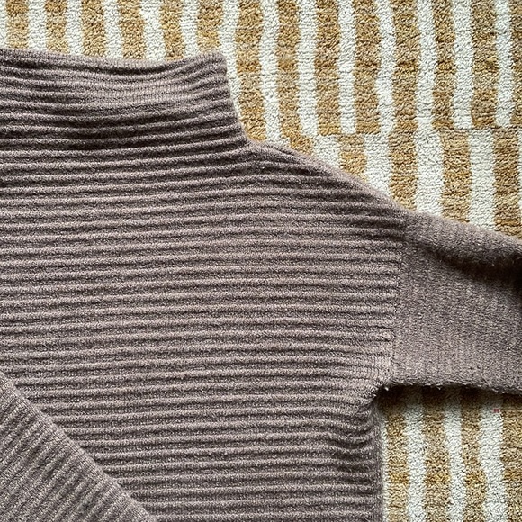 Madewell Cozy Textured Sweater Mock Neck Brown Turtleneck Boxy XS - Picture 3 of 6